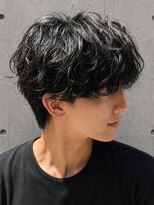 トゥルートラスト オムオム 甲府和戸(True Trust HOMME HOMME) メンズ シャドウパーマ シースルーマッシュ 黒髪