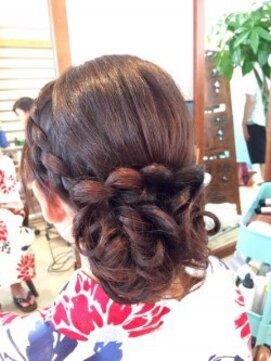 ロカット サロン(Roquat Salon) 編み込み浴衣アレンジ【ヘアセット　浴衣 立川/立川南口】