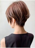 ブラウンショート_フォギーベージュウェーブパーマ_ba294943