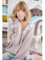 ミック 日暮里店(miq)&nbsp;フレンチガーリー★外国人風ブロンドカラーくびれボブb1