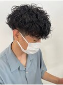 波巻きスパイラルツイストスパイラルパーマツーブロックマッシュ
