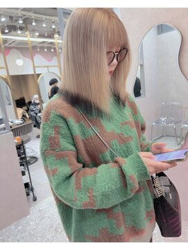 ロンド レア 天神大名店(Lond Le’a) ダブルカラーミルクティーベージュカラーケアブリーチ韓国ボブ