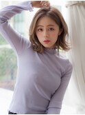くびレイヤーエモージュ前髪パーマグレーベージュレイヤーロング