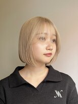 サンク 原宿 表参道(cinq) ベージュカラーミルクティーベージュブロンドボブ韓国前髪