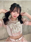 ゆるふわツインテール編み込みカチューシャアイドル前髪