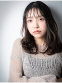アッシュブラック透けバング抜け感レイヤーカットｖ戸頭20代30代