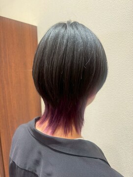 アクセ 大人かわいい20代30代クラゲヘア×エンドカラー秋色パープル