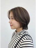 小顔似合わせカット◎脱白髪染めショートボブ