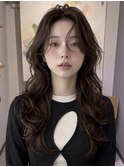 巻き髪風デジタルパーマロングレイヤーパーマコテ巻き風パーマ