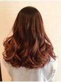 バレイヤージュ×レッド