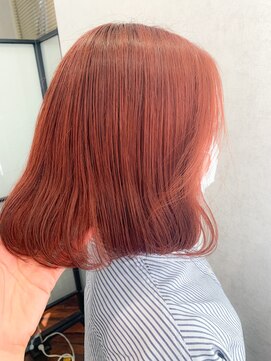 シャンドゥール 栄店(CHANDEUR) ハイトーン暖色オレンジ艶髪ミディアムボブ20代30代可愛い