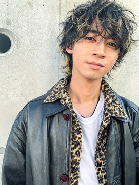 レクタ(RECTA) メンズマッシュパーマウルフ波巻きハイライトスパイラル2