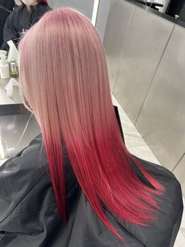 ヴァイス 渋谷店(VAICE) ホワイトピンク×レッドカラー[ケアブリーチ]/デザインカラー]