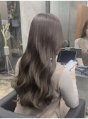 ブリーチなしカラー 透明感カラー グレージュ 韓国ヘア
