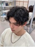 メンズパーマ/スペインカールダークアッシュ/韓国マッシュ