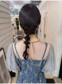 編みおろしポニー　ヘアセット　結婚式　ライブ　20代30代