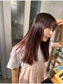 インナーレッド/インナーカラー/ぱつっとロング