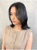 髪質改善縮毛矯正レイヤーカット顔周り前髪韓国ミニウルフ/新宿