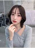 黒髪ボブルフネビージュ小顔ワンレン顔まわり韓国レイヤーカット