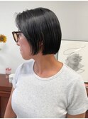 20代30代夏◎暗髪カラーレイヤーボブパーマ小顔ショート