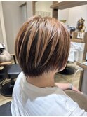 丸みショート/ルーツカラー風ハイライト