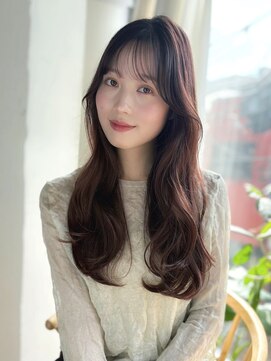 エインアンリー 明治神宮前(AIN.ANLY.) 韓国ヘア顔周りレイヤー暗めミルクティーベージュグレージュ