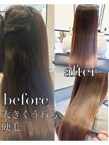 リンクヘアー (Link hair) 大きくうねるロングヘアを艶感ストレート