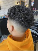 skin fade & spiral perm