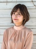 ★前髪イメチェンこなれミディレイヤーボブルフネビージュ小顔
