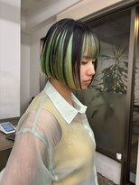 レコ 渋谷(LECO) ペールミント×ブルーブラックのアンブレラデザインボブ