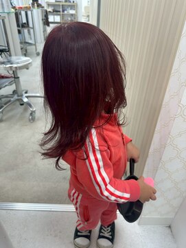 ユイマァル 岡山店(YUIMARL) １０代キッズカラーワインレッドブリーチダブルカラー