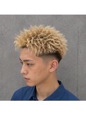 刈り上げオールバックハイライトカラーハイトーンカラー