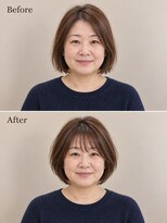 aptas 青山/表参道 白髪染め/白髪ぼかしハイライト/ボリュームアップエクステ 50代の大人丸みボブ|表参道・青山