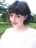 厚めバングな重軽ボブ◇外国人風クセ感カールでヌケ感を