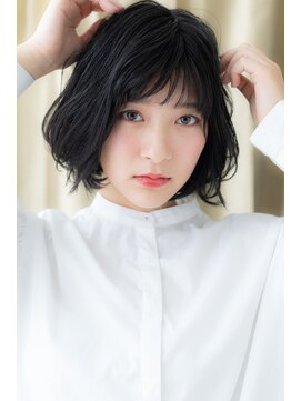 カバーヘア ブリス 志木南口駅前店(COVER HAIR bliss) 大人かわいいくせ毛風黒髪AラインボブショートZ志木20代30代40代