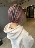 ショートスタイルに似合うバレイヤージュ_spring pink brown_