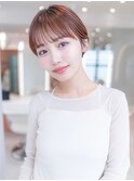 似合わせ大人グレージュカラー斜めバング大人可愛いショート