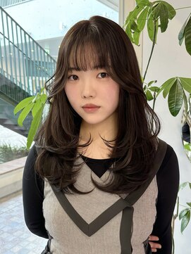 クム(kumu) 【kumu】韓国風ロングレイヤーカット/まろやか艶チョコブラウン