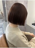 アッシュベージュ 切りっぱなしボブ 透明感カラー 美髪 髪質改善