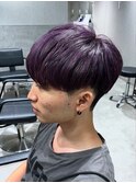 刈り上げツーブロックマッシュブリーチラベンダーパープルカラー