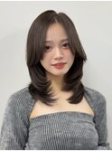 大人可愛いミディアムレイヤー/10代20代30代/原宿