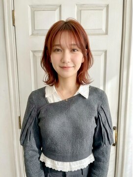 アロマ ヘアー ルーム 新宿店(AROMA hair room) ケアブリーチ/ダブルカラー/前髪カット/コーラルベージュ/新宿