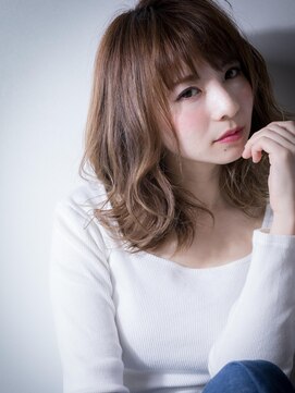 カバーヘア イヴ 戸頭店(COVER HAIR EVE) 抜け感演出ウェーブパーマの小顔ラフセミディy戸頭20代30代40代
