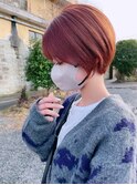 丸みショート×アプリコットピンク