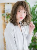 センター北/髪質改善/カーキベージュ×ラフな波巻きミディe