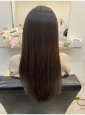 髪質改善縮毛矯正 ツヤ髪ストレートロングアッシュブラック