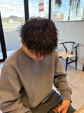 アチーブリス(achieve Liss) ツーブロックツイストパーマナチュラルブラウンメンズカット