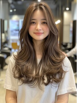 クラン 横浜(Clanc) くびれヘア ハイライトカラー アプリコットオレンジ 夏