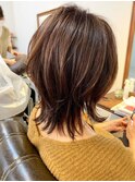 【添田】くびれヘアレイヤーボブピンクベージュ細めハイライト