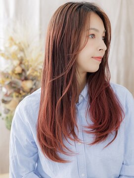 カバーヘアアンドスパ ブリス 浦和(COVER HAIR&SPA bliss) ツヤ感ワインレッドこなれエアストレートa浦和10代20代30代